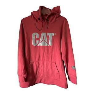 CAT Caterpillar Logo Graphic Hoodie Sweatshirt Pullover Pink‎ Large
